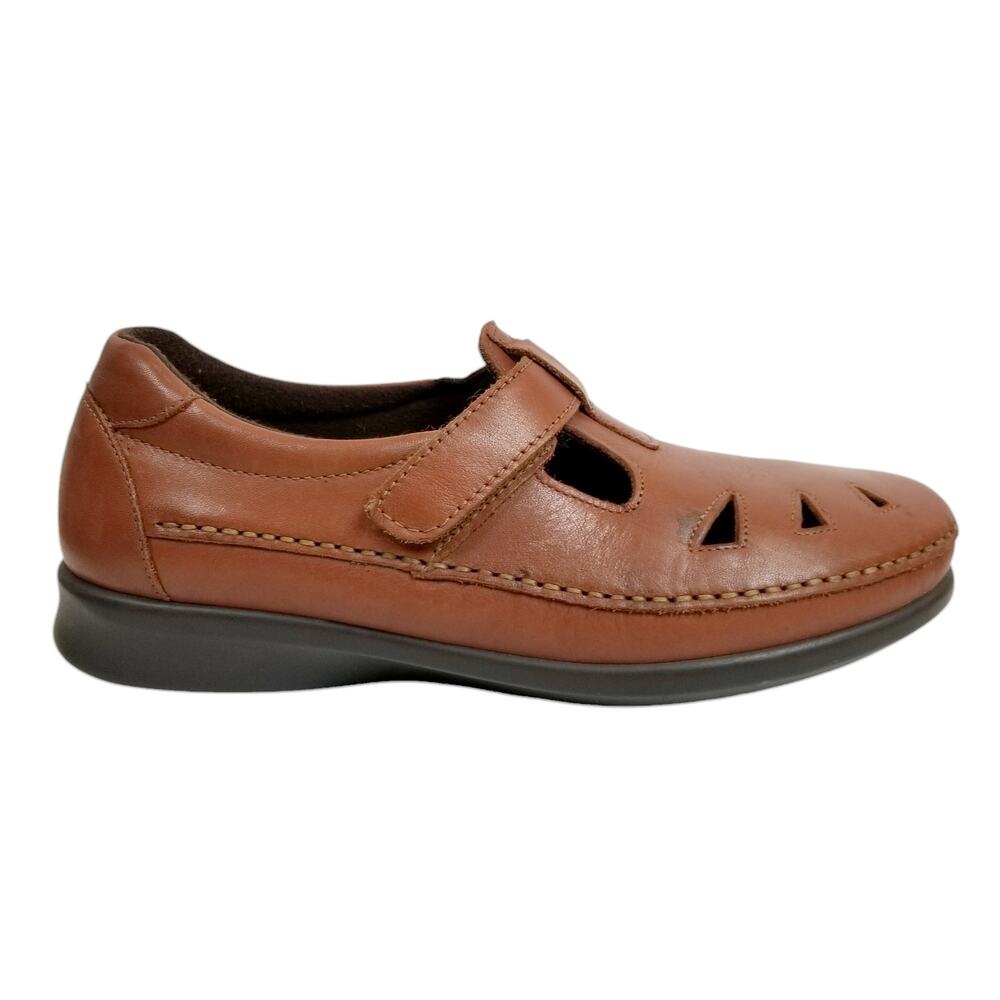 SAS Tan Leather Hook-and-Loop Mary Jane Flats - Picture 3 of 11